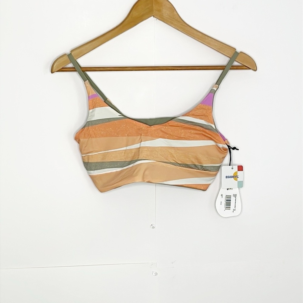 Prana Striped Bikini Top in Peach, Olive & Pink